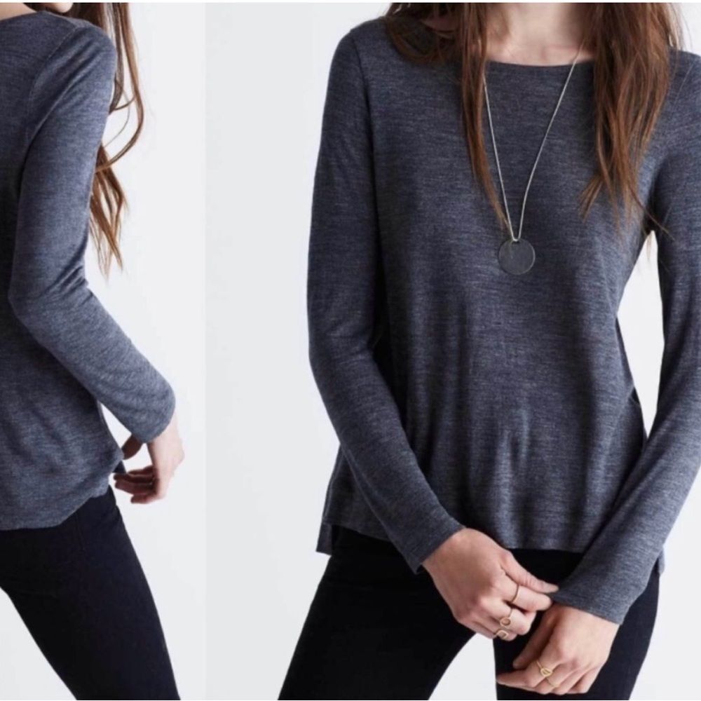 MADEWELL | NEW Gray Long Sleeve Tapered T-Shirt Top Women’s Size Small